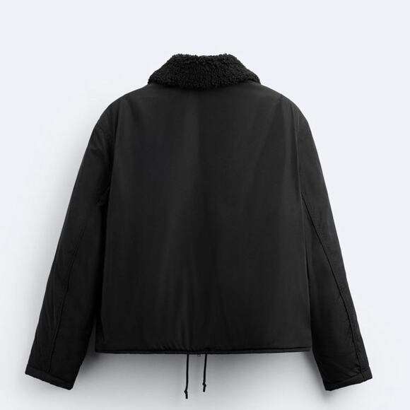 MEN ZARA BLACK MATCHING COLLAR PUFFER JACKET Size Medium - Picture 9 of 13